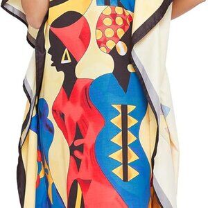 Women Polyester Maxi Kaftan Cover Up Plus Size Summer Beach Dress